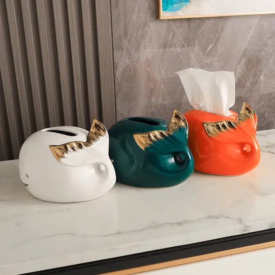 Whale Desktop Ceramic Car Gold Cute Table Napkin Holders Luxury Tissue Box