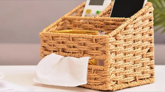 Modern Simple Woven Tissue Box Living Room Car Rattan Woven Paper Box Creative Home Tea Table Paper Box Wholesale