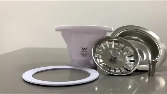 011A Stainless Steel Sink Drain Basket with Removable Strainer Overflow Protection 