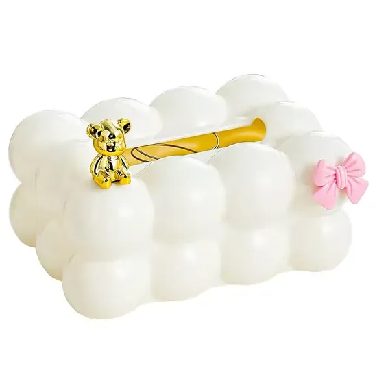 High Quality Cream Style Marshmallow Tabletop Ornament Tissue Box 
